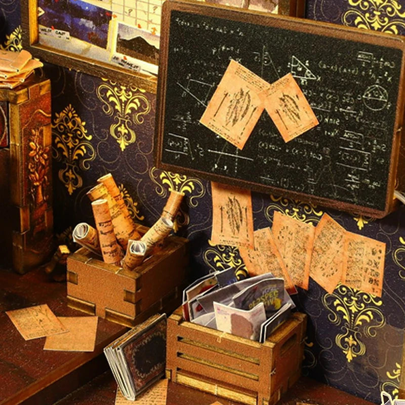 détail du Book Nook : Tableur de calcules et caisse de document divers de détective