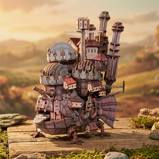 Château Ambulant coloré — vue en perspective à 45°, puzzle 3D en bois