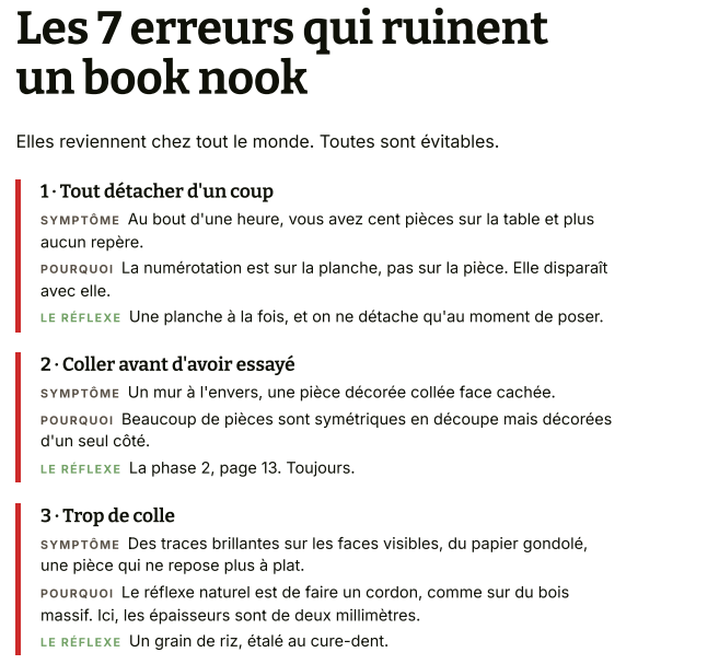 Carnet d'Atelier Nook-It Vol. 1, chapitre 5 : les 7 erreurs à éviter lors du montage d'un Book Nook