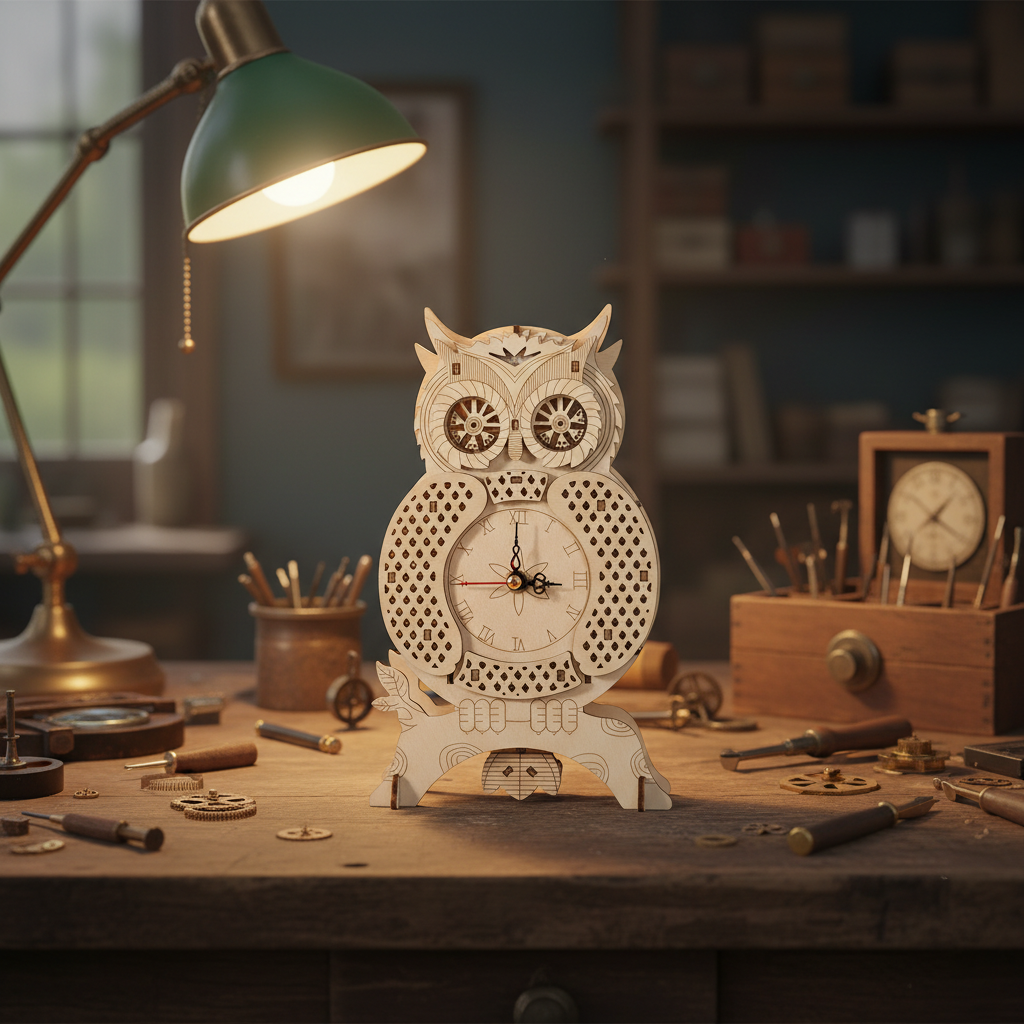 vue de face pour La Chouette Gardienne - Puzzle 3D, déco Nook-It