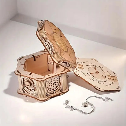 Boîte à Bijoux Secrète - Puzzle 3D Bois à Engrenages