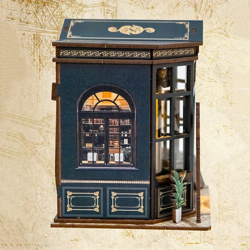 Book Nook La Coupole du Savoir – vue de côté – book nook DIY bois étagère