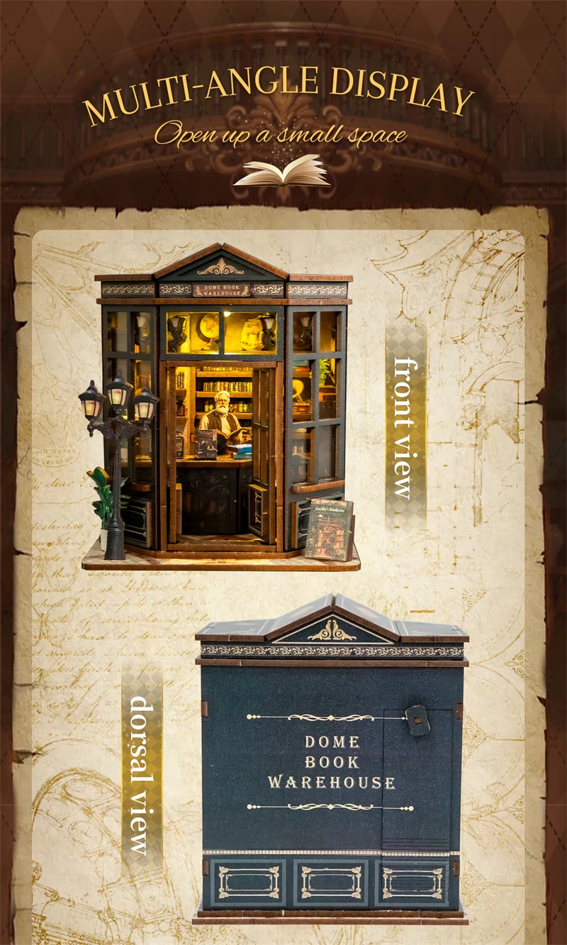 Book Nook La Coupole du Savoir – détail façade – book nook DIY bois décoration