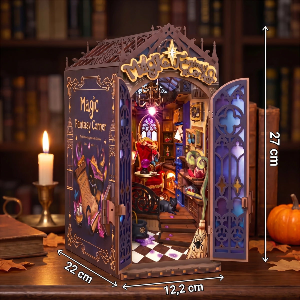 Book nook Magic Fantasy Corner avec ses dimensions 12,2 x 22 x 27 cm