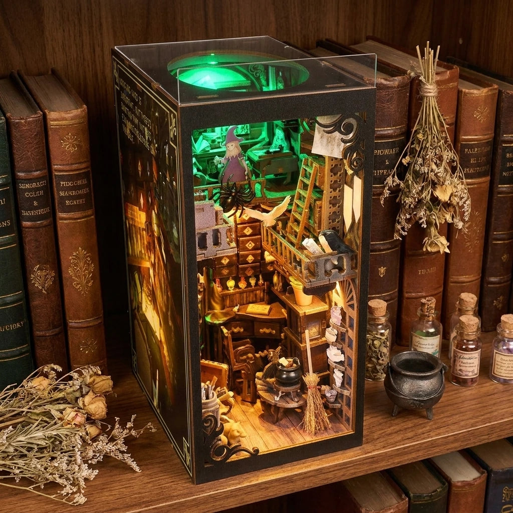 Book Nook Maison de la Sorcière DIY – Vue plongeante intérieure