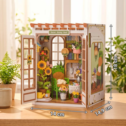 Book nook Secret Bloomy Nook avec ses cotes 14 x 14,9 x 18 cm