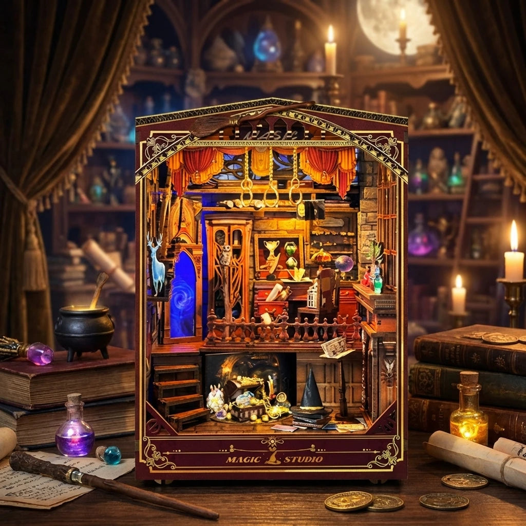 Book Nook du Studio de magie enchanté, ambiance nuit, inspiré de Harry Potter, Nook-It décoration