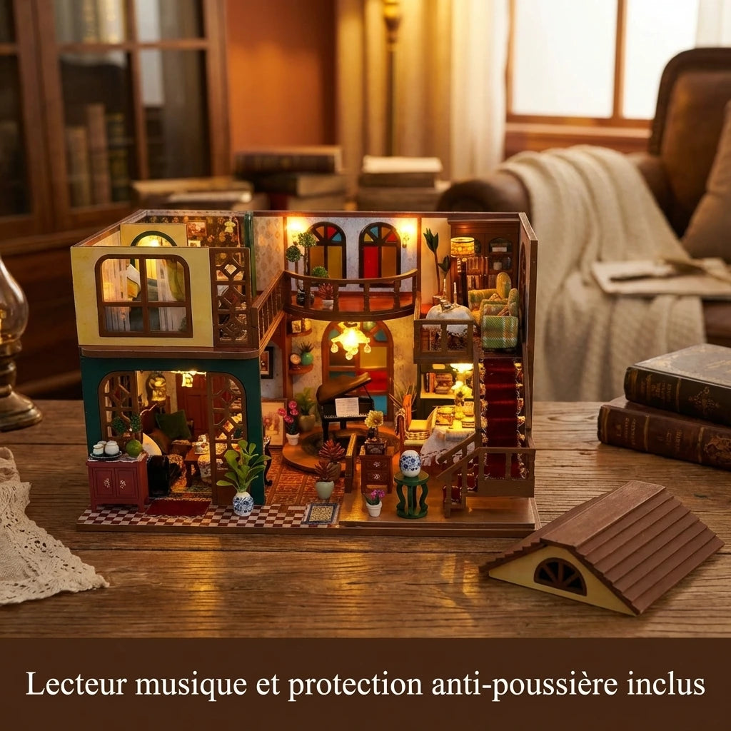 Maison Miniature Ancienne Européenne - Musique & LED