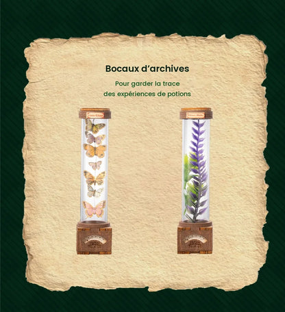 Les deux bocaux de la maison Potions Workshop, papillons et lavande violette