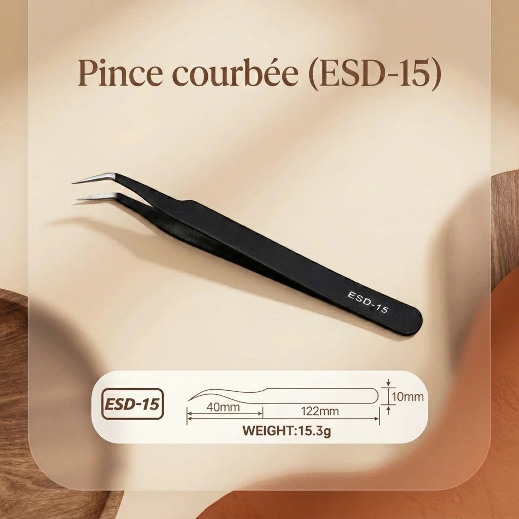 Visuel de la pince de précision courbée ESD15 seule, pour montage de book nook et puzzle 3D Nook-It