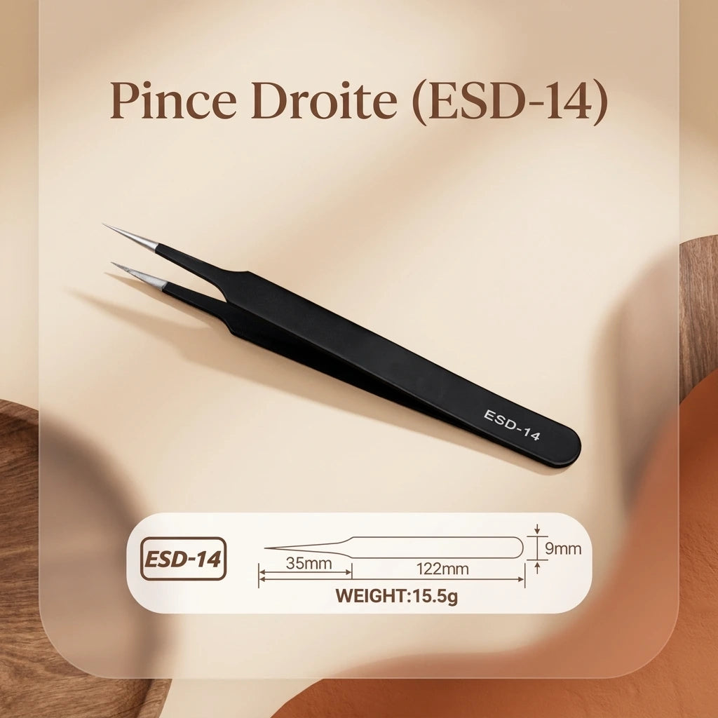 Visuel de la pince de précision droite ESD14 seule, pour montage de book nook et puzzle 3D Nook-It