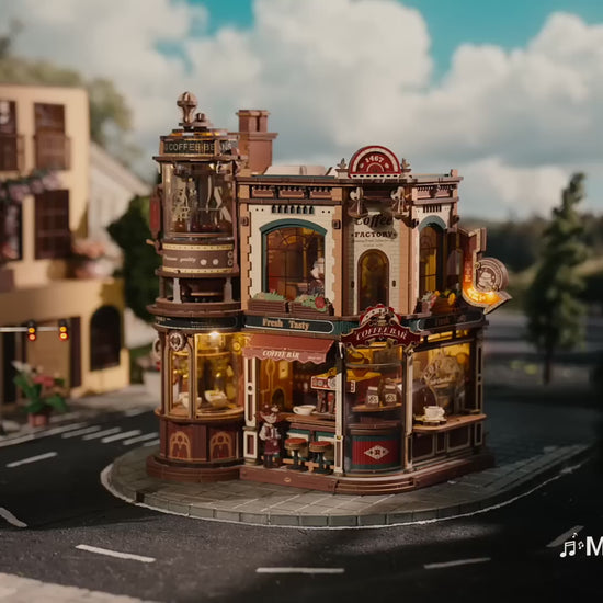 Vidéo du puzzle 3D ROKR Dream Coffee Factory, chaîne de production de café animée