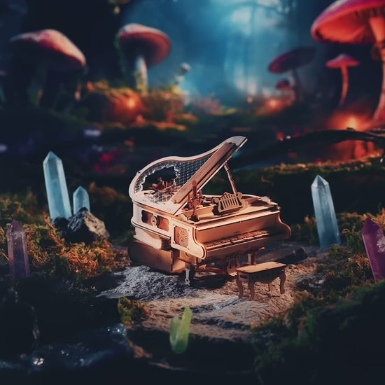 Vidéo du piano magique ROKR qui joue seul, touches et engrenages en mouvement