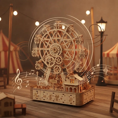video Grande Roue Musicale - Puzzle 3D Bois LED Rotative