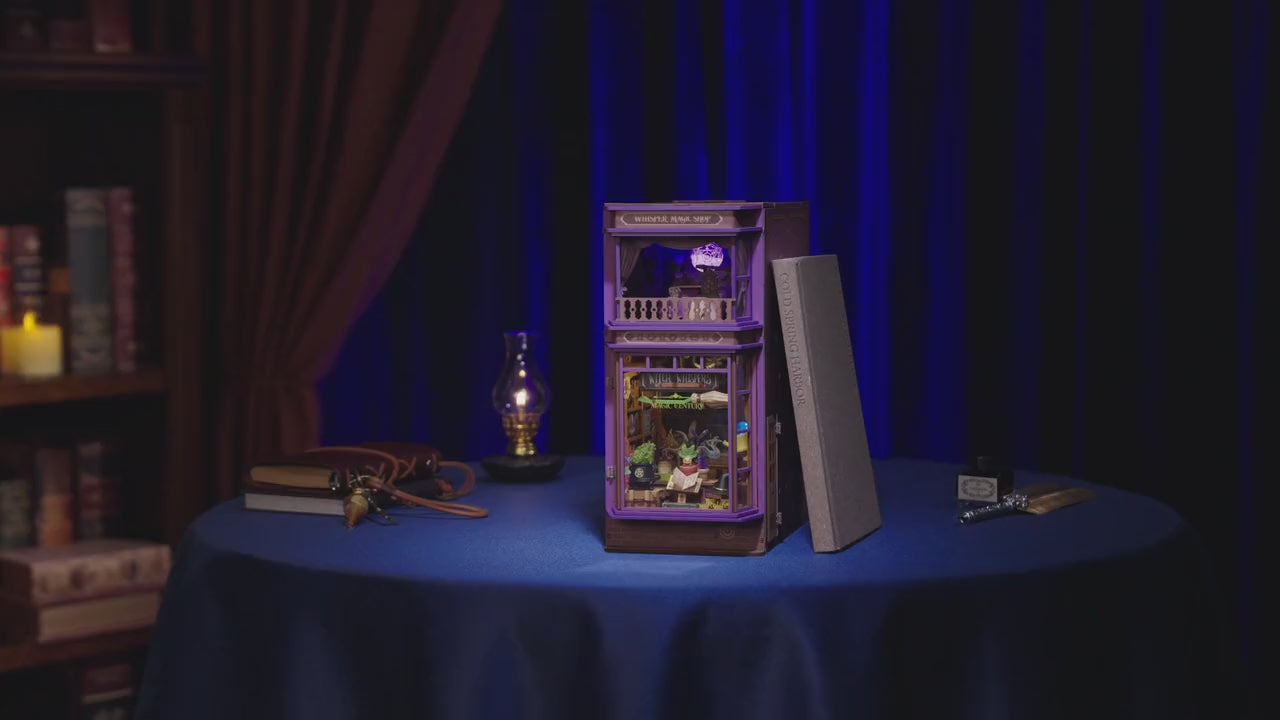 Vidéo du book nook Rolife Whisper Magic Shop, boutique de sorcière et chambre secrète
