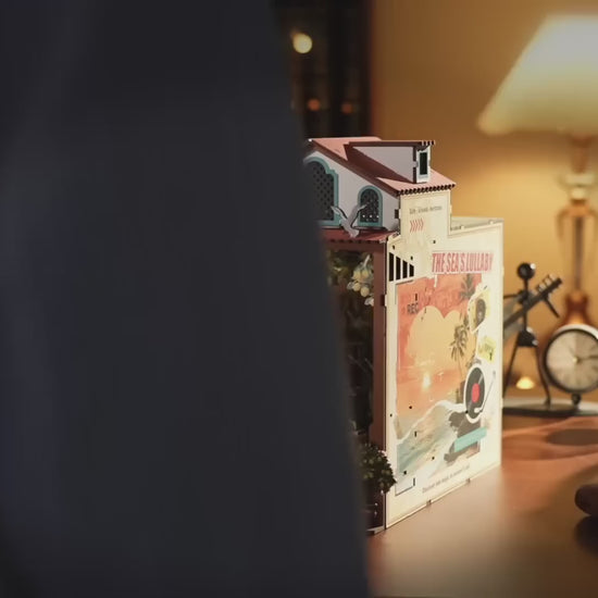 Vidéo officielle du book nook Rolife Sunset Isle, montage et éclairage LED