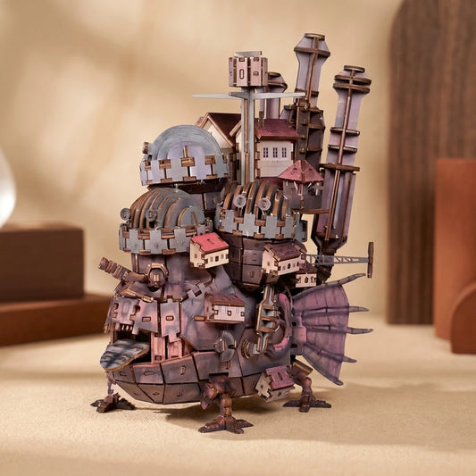 Château Ambulant coloré — vue de face (packshot), puzzle 3D en bois peint