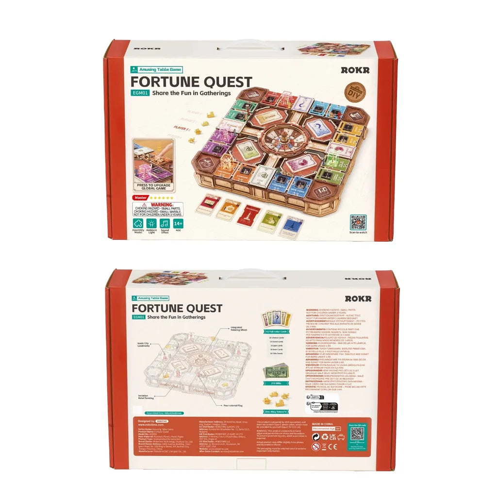 Boîte officielle ROKR du jeu Fortune Quest EGM01, recto et verso