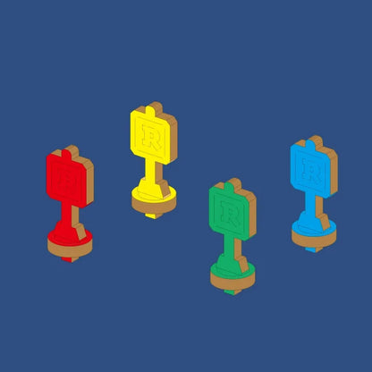 Les drapeaux de propriété en quatre couleurs du jeu Fortune Quest