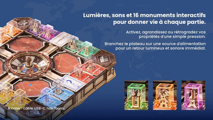 Seize monuments interactifs lumineux et sonores du plateau Fortune Quest