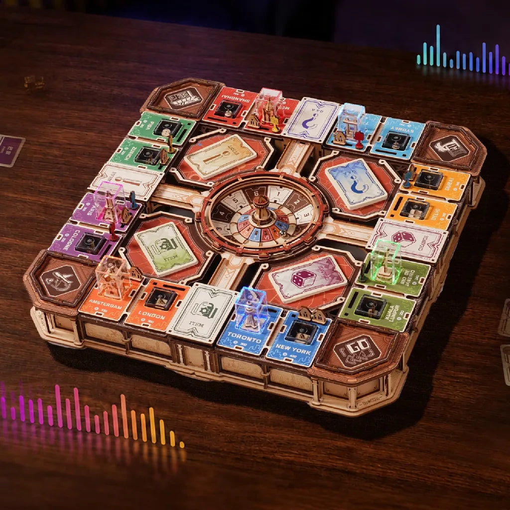 Plateau Fortune Quest dans la pénombre, monuments éclairés en couleur