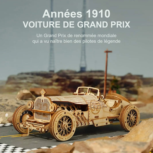 Puzzle 3D L'Héritage Automobile sur piste de course, bannière voiture de Grand Prix des années 1910