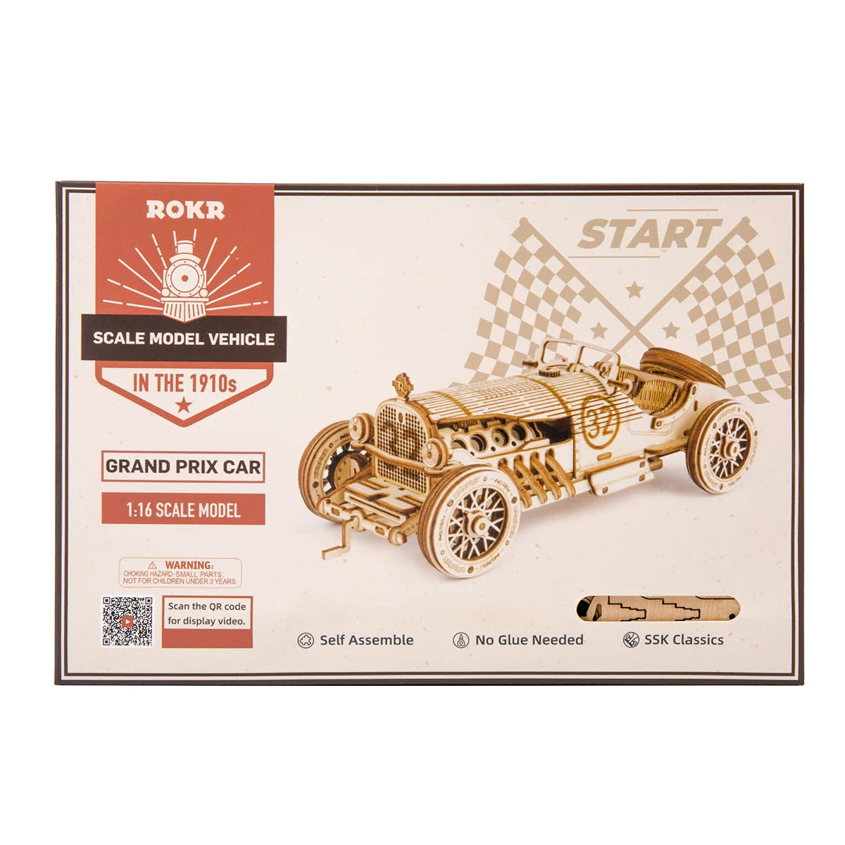 Boîte d'origine ROKR du puzzle 3D L'Héritage Automobile, maquette de voiture Grand Prix à l'échelle 1:16