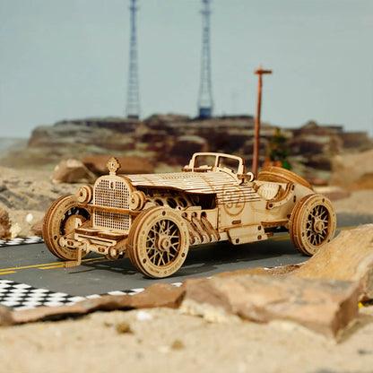 Puzzle 3D L'Héritage Automobile, voiture de course des années 1910 sur une route de désert
