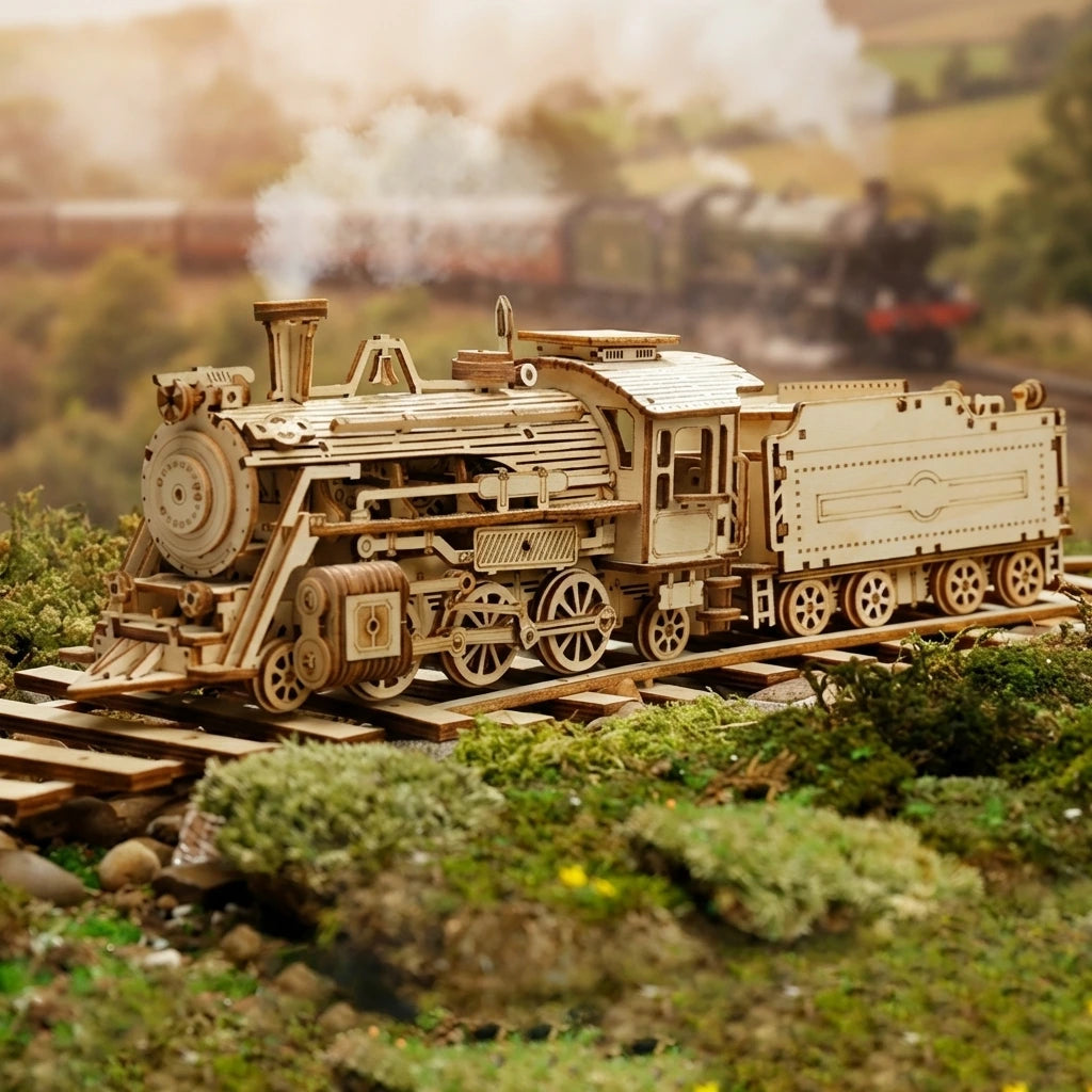 Locomotive à Vapeur 1900 - Puzzle 3D Bois de Collection
