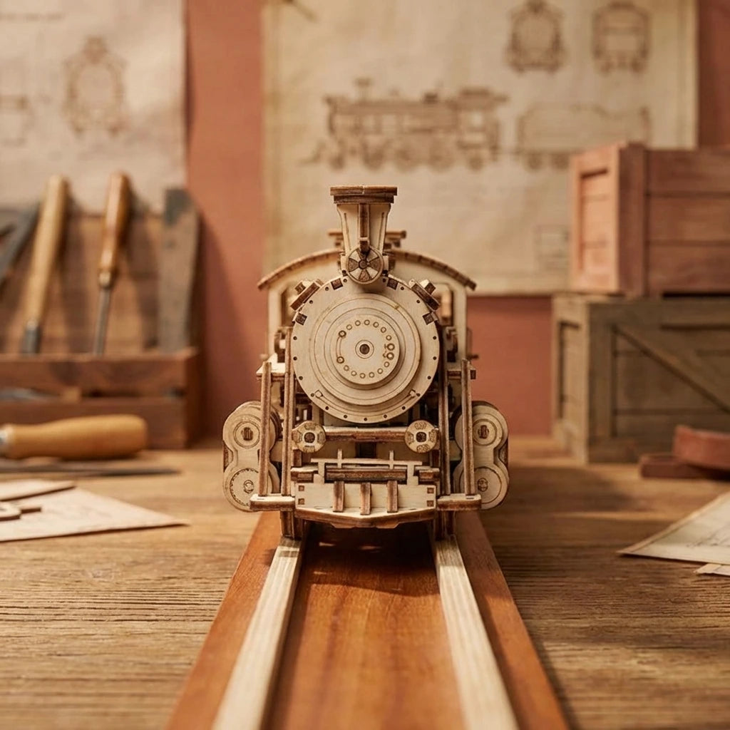 Locomotive à Vapeur 1900 - Puzzle 3D Bois de Collection