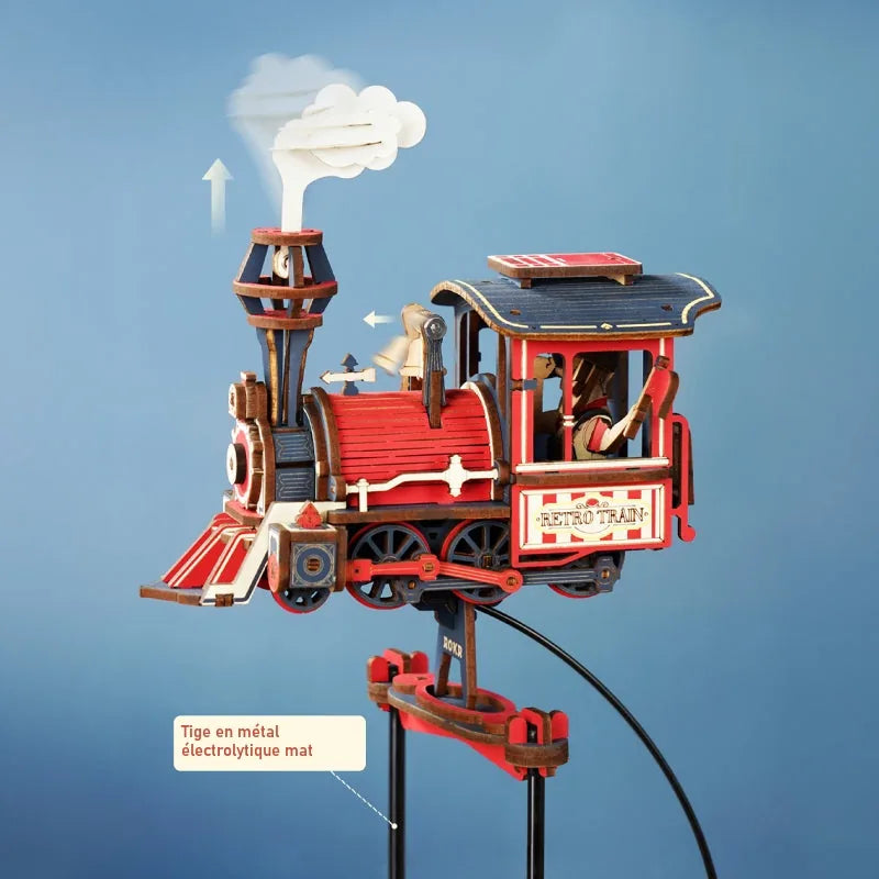 Gros plan sur la locomotive et la tige en métal électrolytique mat du Power Express