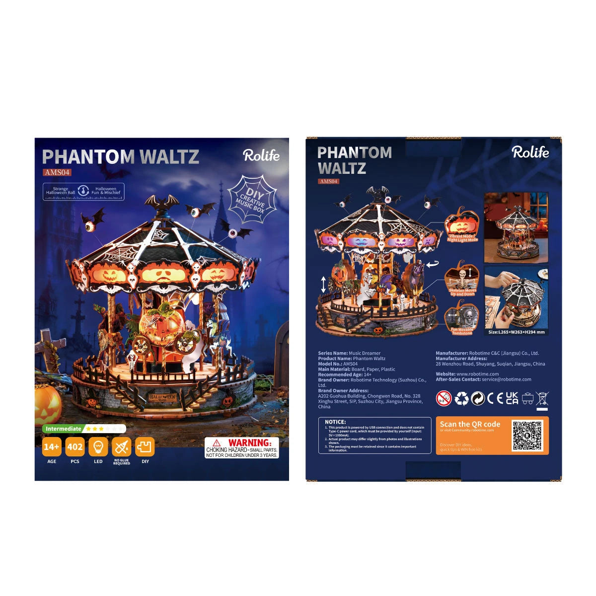 Boîte d'origine Rolife Phantom Waltz AMS04, recto et verso, 402 pièces
