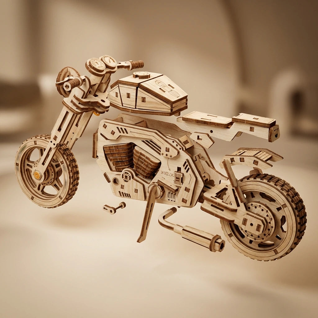 Image de La Custom Cruiser en vue éclatée, avec éclairage pour mise en valeur.