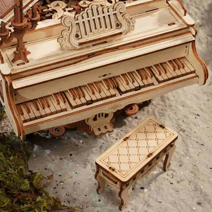 Clavier en bois du piano magique ROKR et son tabouret à motif losange