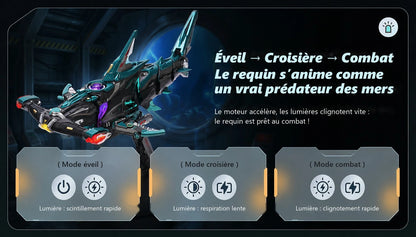 Les trois modes lumineux du requin-marteau ROKR : éveil, croisière et combat