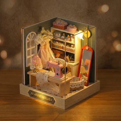 Scène Miniature – L'Atelier de Couture – DIY - Ambiance Nuit - Maison Miniature