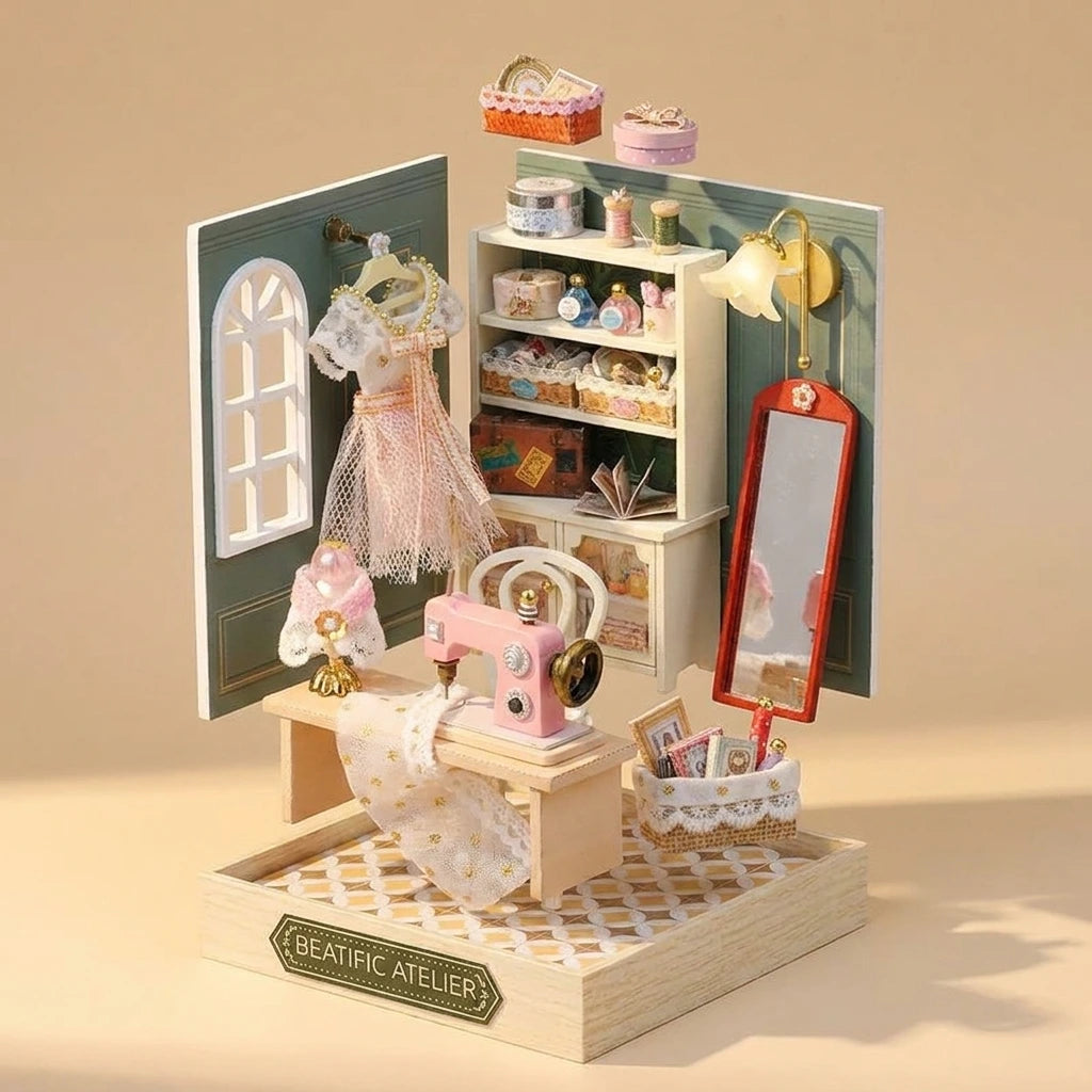 Scène Miniature – L'Atelier de Couture – DIY - Vue Éclatée - Maison Miniature