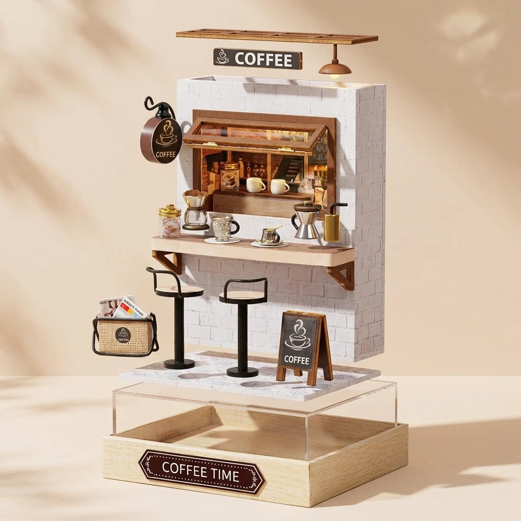 Scène Miniature – Coffee Time – DIY - Vue Éclatée - Maison Miniature